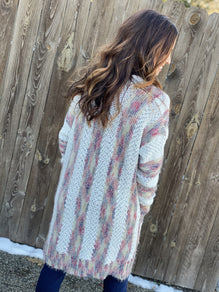 Ivory Striped Cardigan Sweater