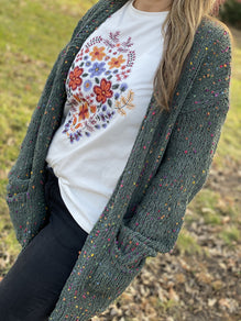 Olive Chenille Cardigan