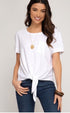 Not So Basic White Front Tie Tee